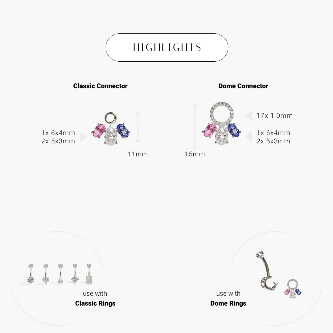 Toi et Moi Charm Pink Sapphire White Gold & Platinum