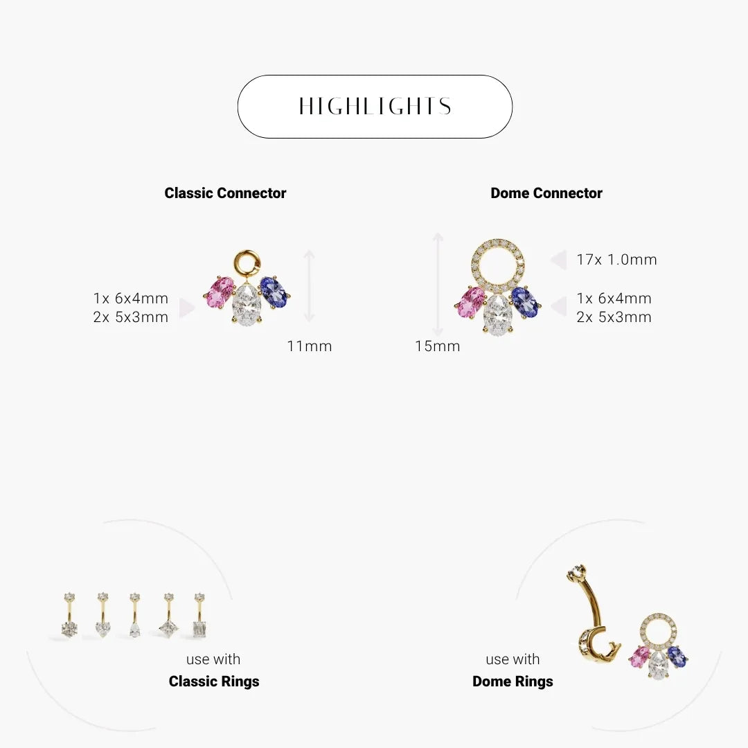 Toi et Moi Pink Sapphire Charm Yellow & Rose Gold