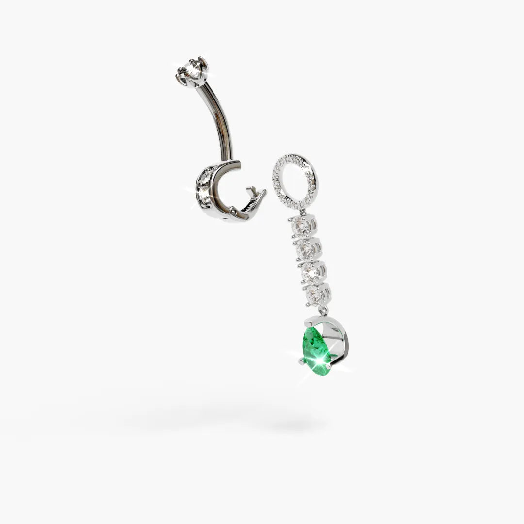 Unzipped Emerald Charm White Gold & Platinum