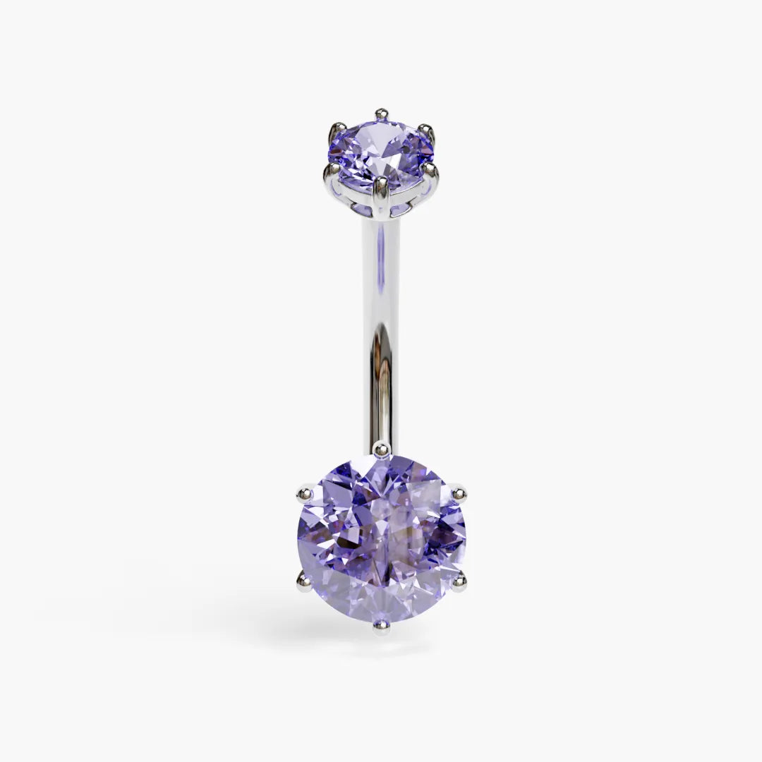 Orb 1.5 ct. Purple Moissanite Belly Ring White Gold