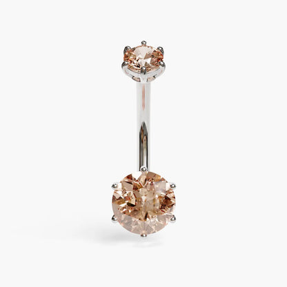 Orb 1.5 ct. Champagne Moissanite Belly Ring White Gold