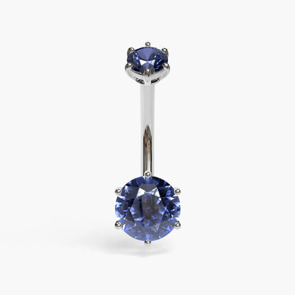 Sapphire Martini 1.5 ct. Moissanite Belly Ring White Gold