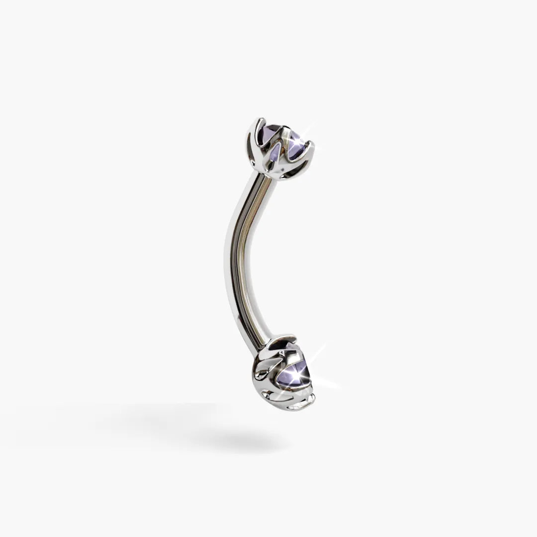 Orchid Birthstone Belly Ring White Gold