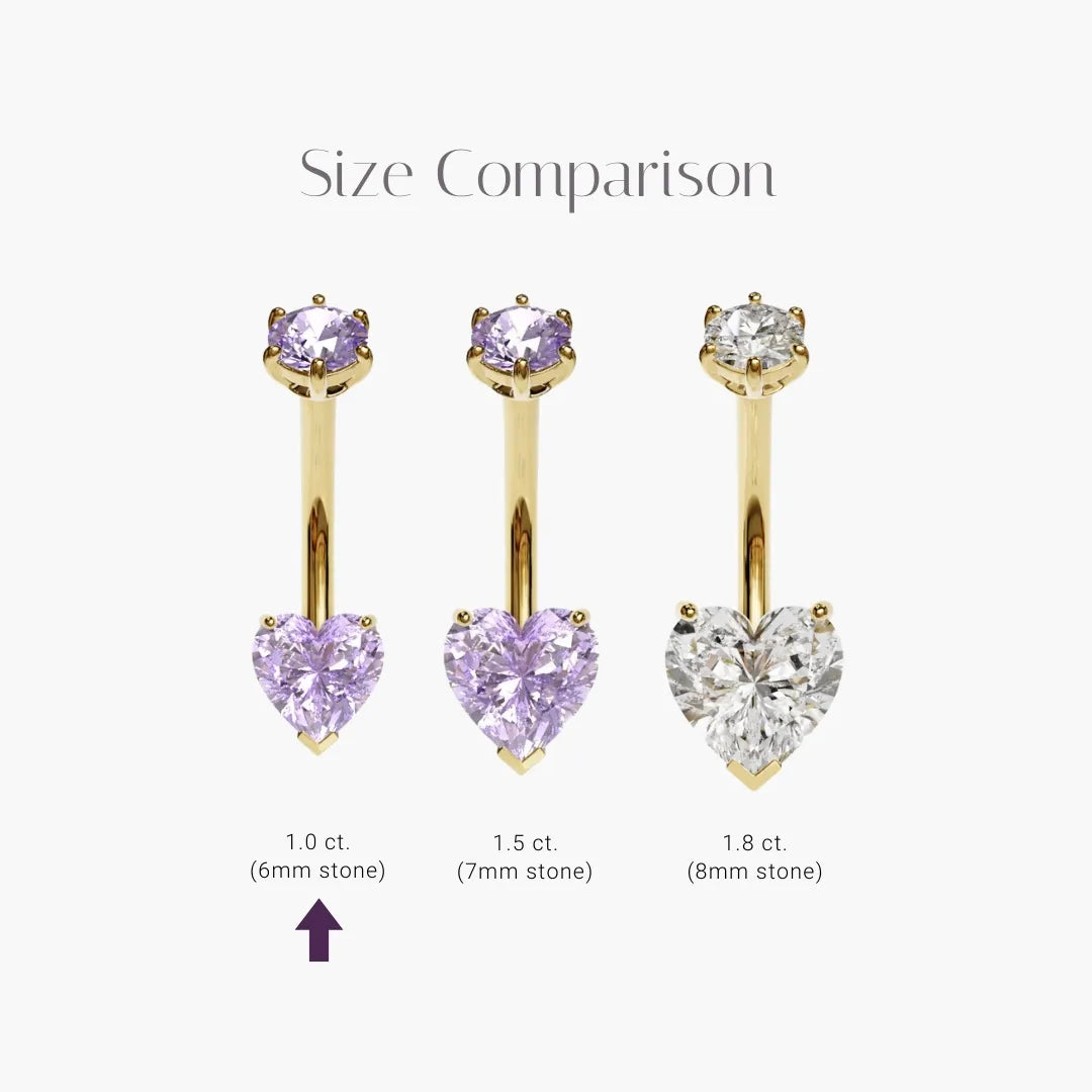 Purple Rain 1.0 ct. Heart Moissanite Belly Ring