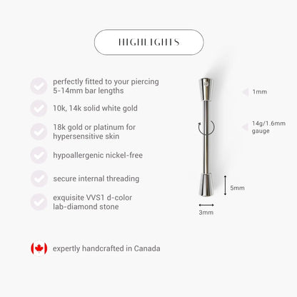 The Fine Line Nipple Barbell White Gold