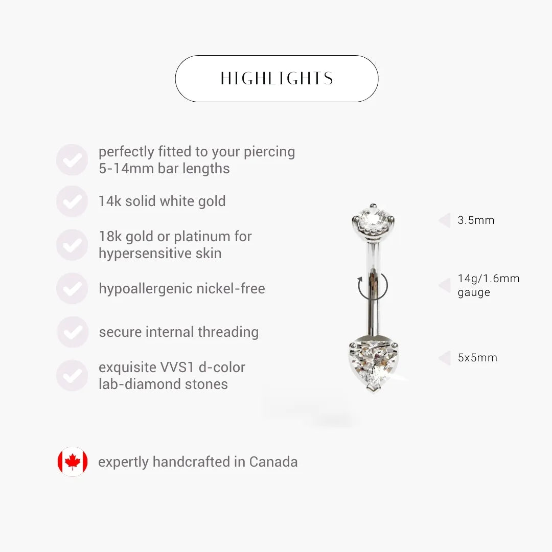 La Femme Heart 0.5 ct. Diamond Belly Ring White Gold