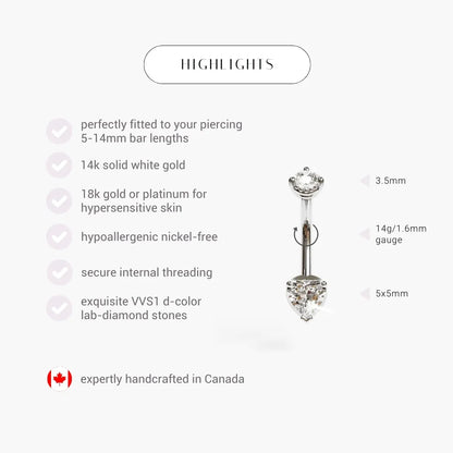 La Femme Heart 0.5 ct. Diamond Belly Ring White Gold