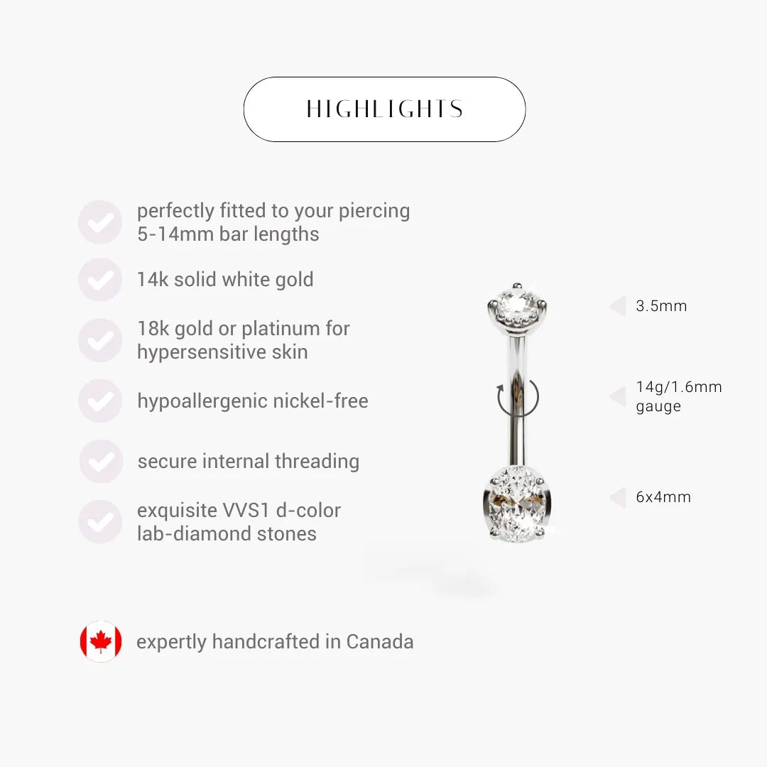 La Femme Oval 0.7 ct. Diamond Belly Ring White Gold