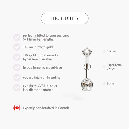 La Femme Oval 0.7 ct. Diamond Belly Ring White Gold