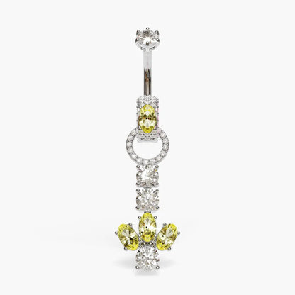 Angel Dome Yellow Moissanite Belly Ring White Gold