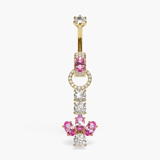 Angel Dome Pink Moissanite Belly Ring