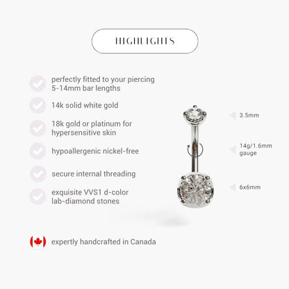 La Femme Orb 1.1 ct. Diamond Belly Ring White Gold