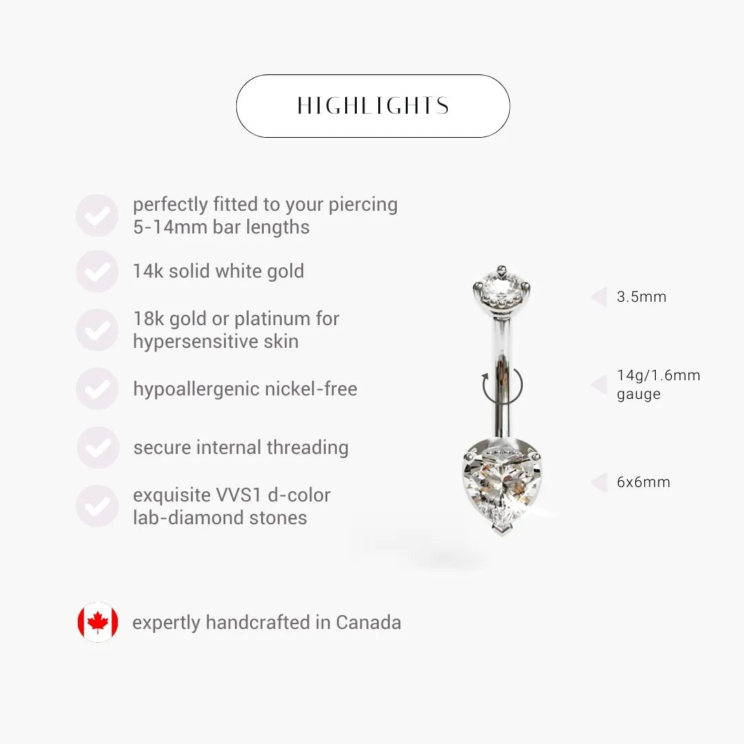 La Femme Heart 1.0 ct. Diamond Belly Ring White Gold