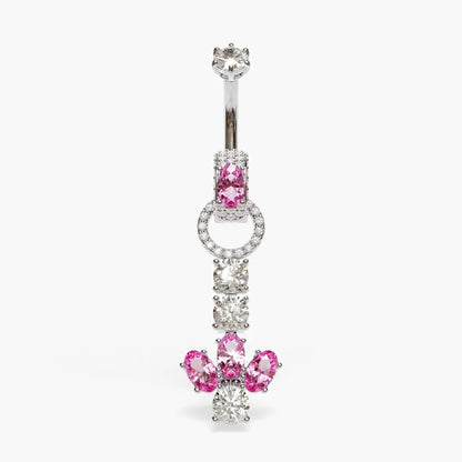 Angel Dome Pink Moissanite Belly Ring White Gold