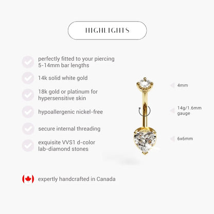 La Femme Heart 1.0 ct. Diamond Belly Ring