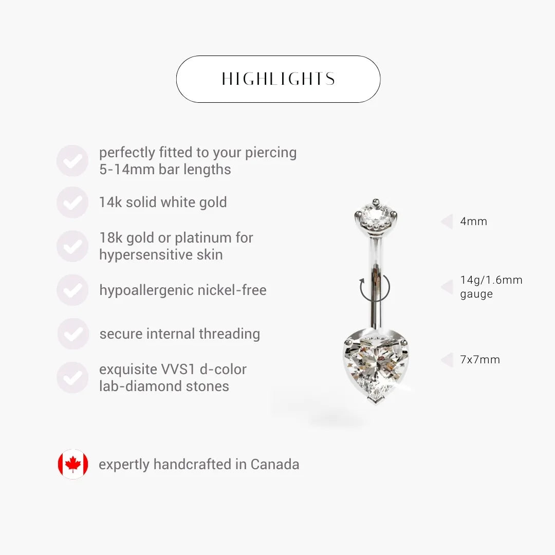 La Femme Heart 1.5 ct. Diamond Belly Ring White Gold