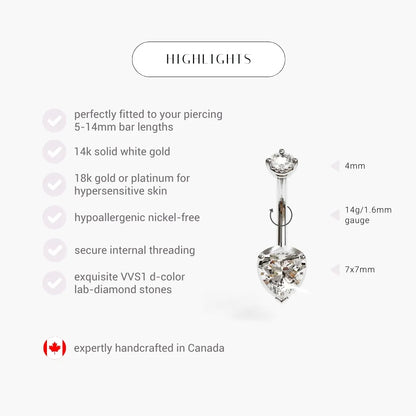 La Femme Heart 1.5 ct. Diamond Belly Ring White Gold