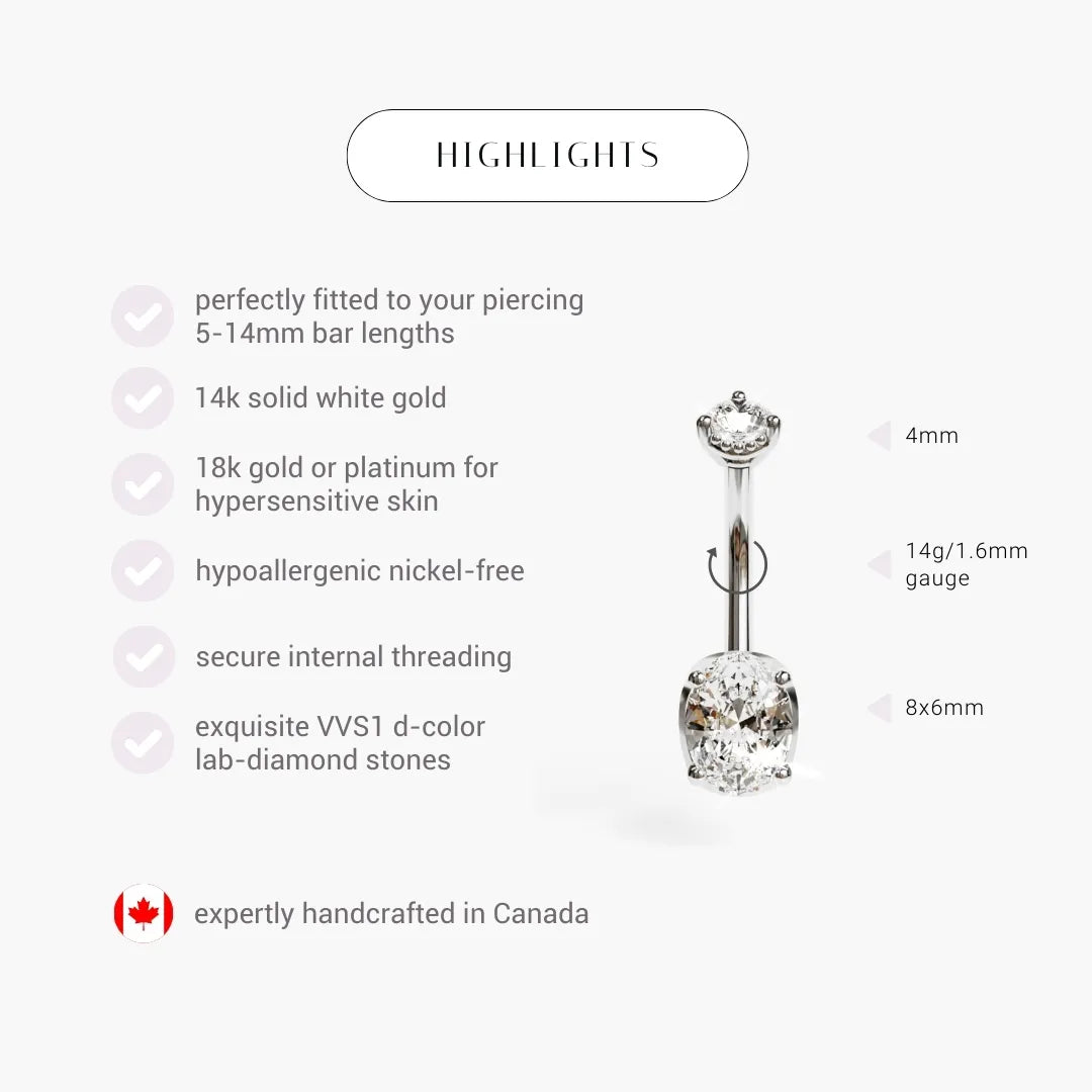 La Femme Oval 1.4 ct. Diamond Belly Ring White Gold