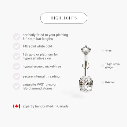 La Femme Oval 1.4 ct. Diamond Belly Ring White Gold