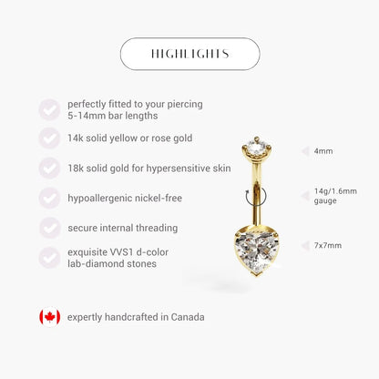 La Femme Heart 1.5 ct. Diamond Belly Ring