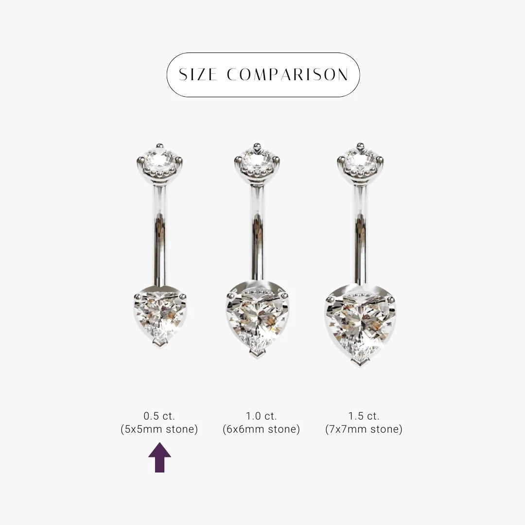 La Femme Heart 0.5 ct. Diamond Belly Ring White Gold