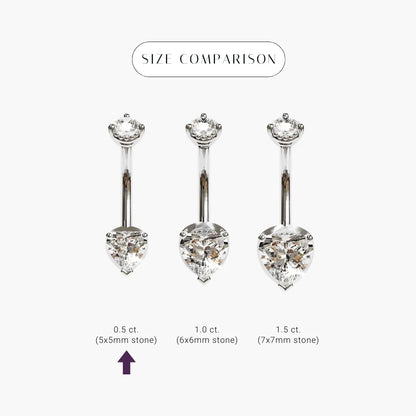La Femme Heart 0.5 ct. Diamond Belly Ring White Gold