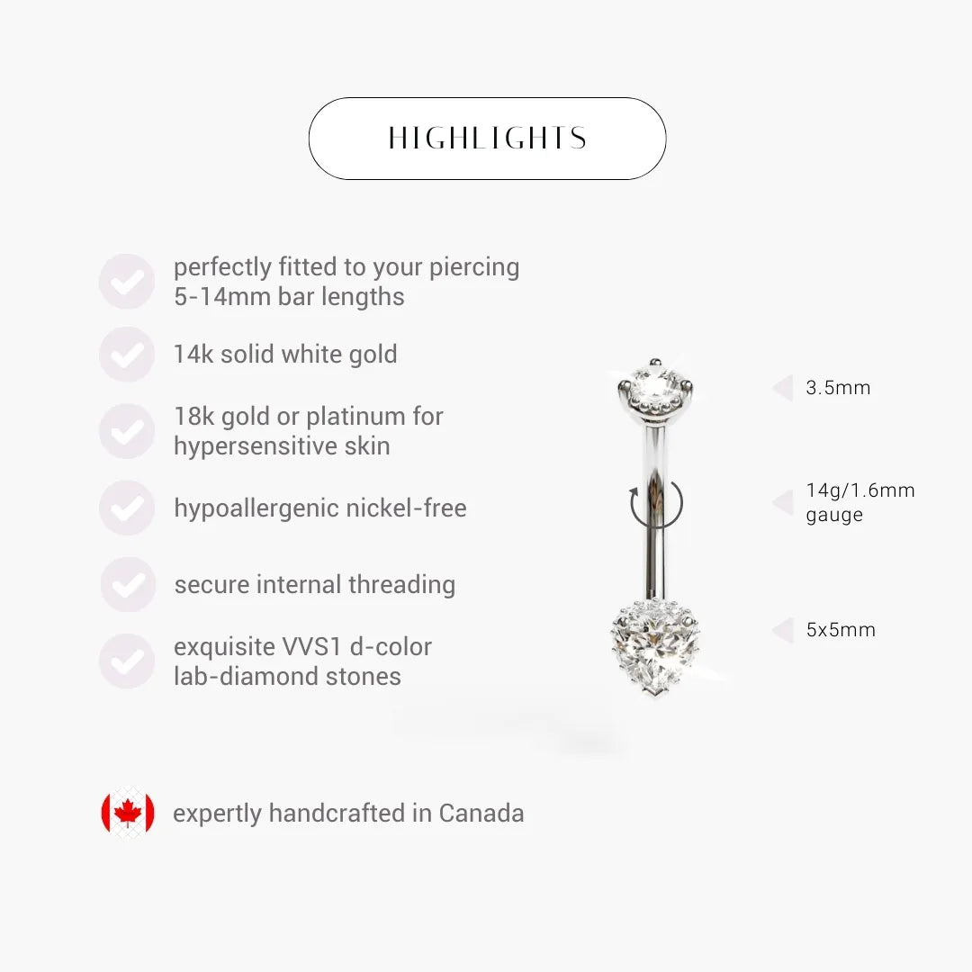 La Femme Heart Pave 0.5 ct. Diamond Belly Ring White Gold