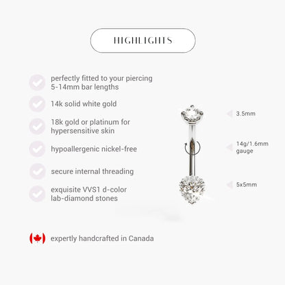 La Femme Heart Pave 0.5 ct. Diamond Belly Ring White Gold