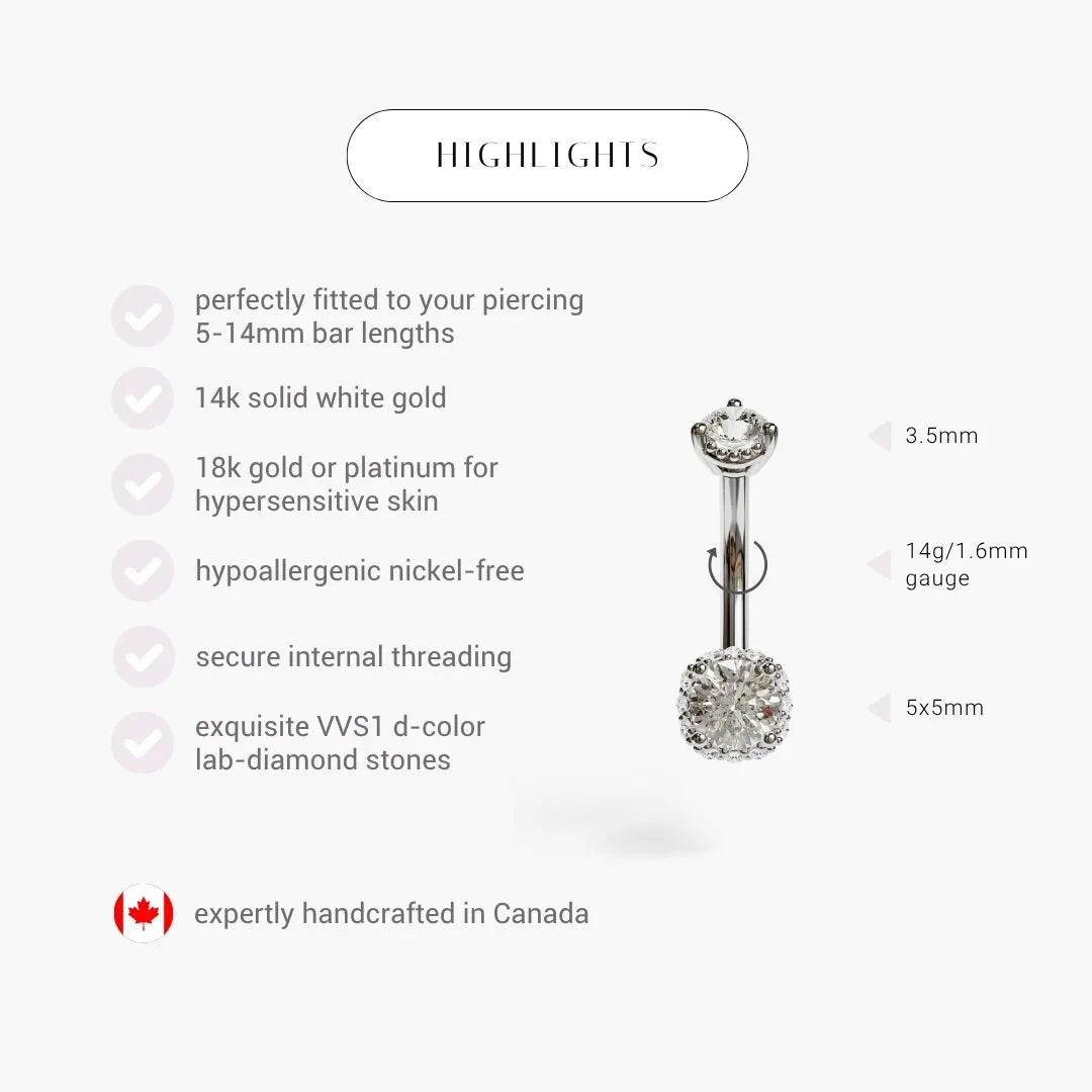 La Femme Orb Pave 0.8 ct. Diamond Belly Ring White Gold