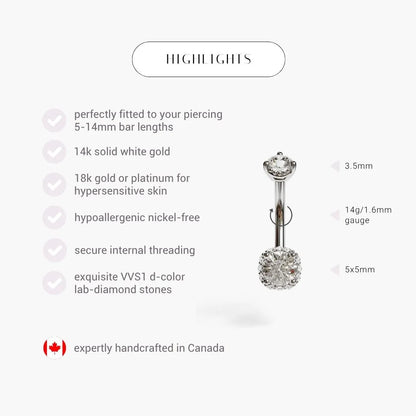 La Femme Orb Pave 0.8 ct. Diamond Belly Ring White Gold