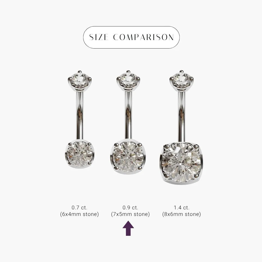La Femme Orb 1.1 ct. Diamond Belly Ring White Gold