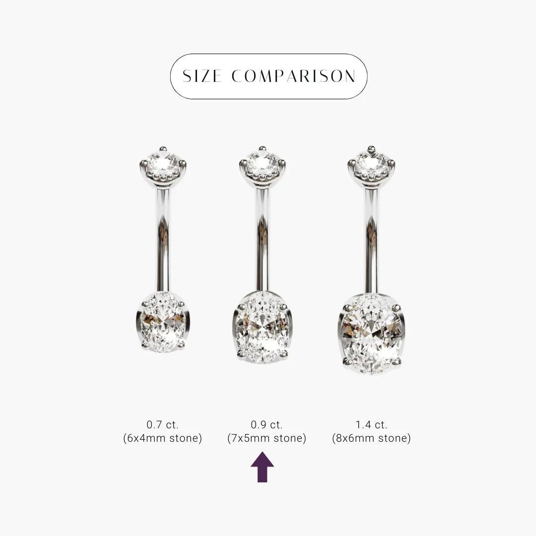 La Femme Oval 0.9 ct. Diamond Belly Ring White Gold