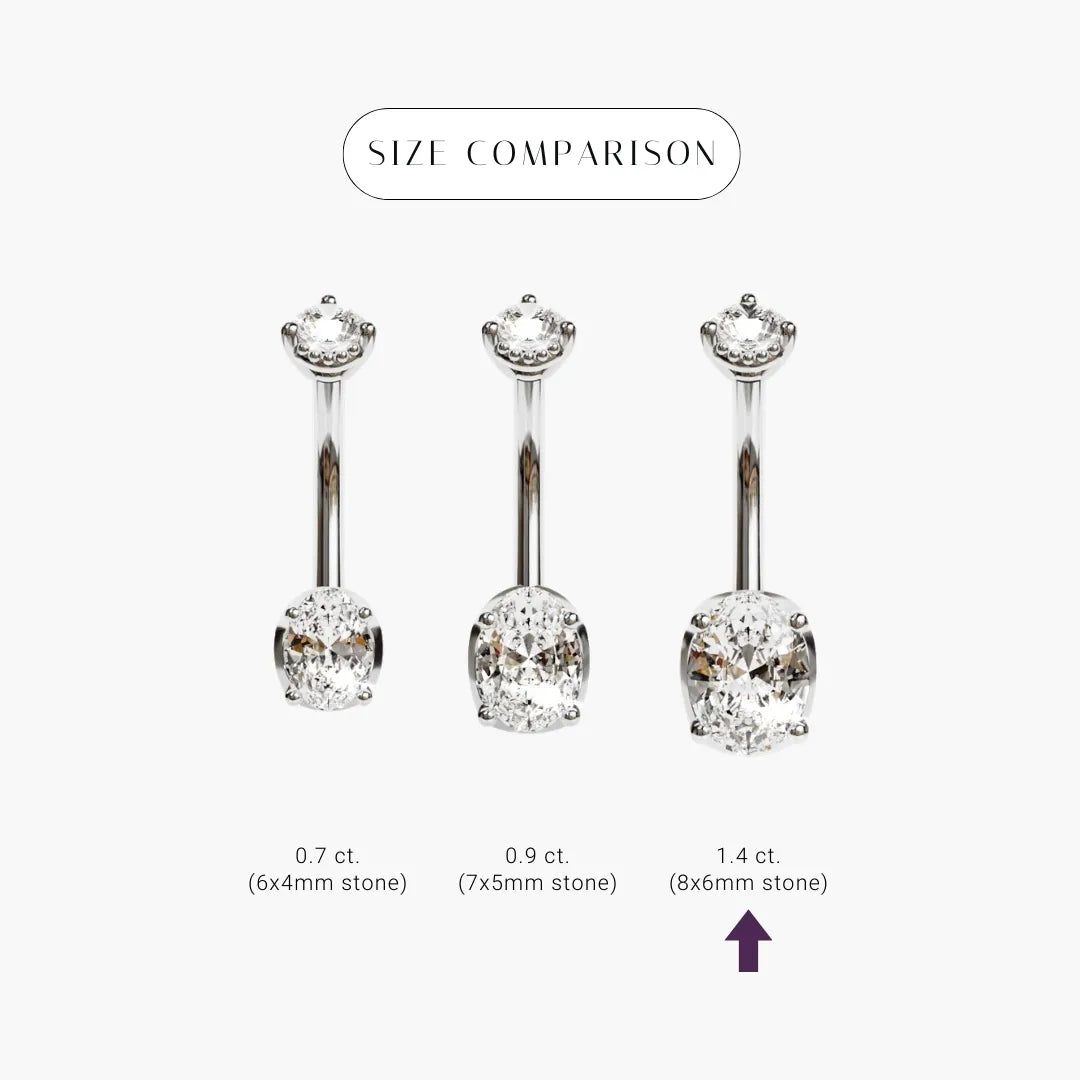 La Femme Oval 1.4 ct. Diamond Belly Ring White Gold