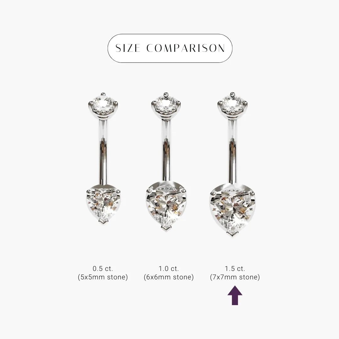 La Femme Heart 1.5 ct. Diamond Belly Ring White Gold