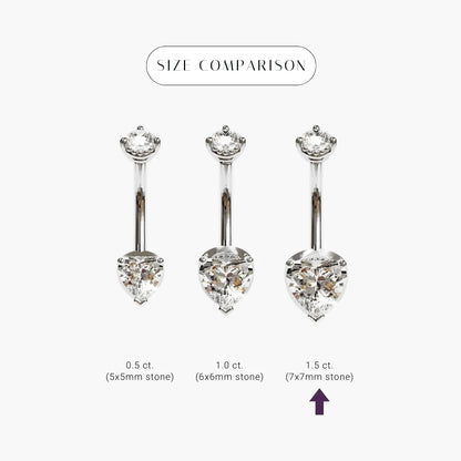 La Femme Heart 1.5 ct. Diamond Belly Ring White Gold