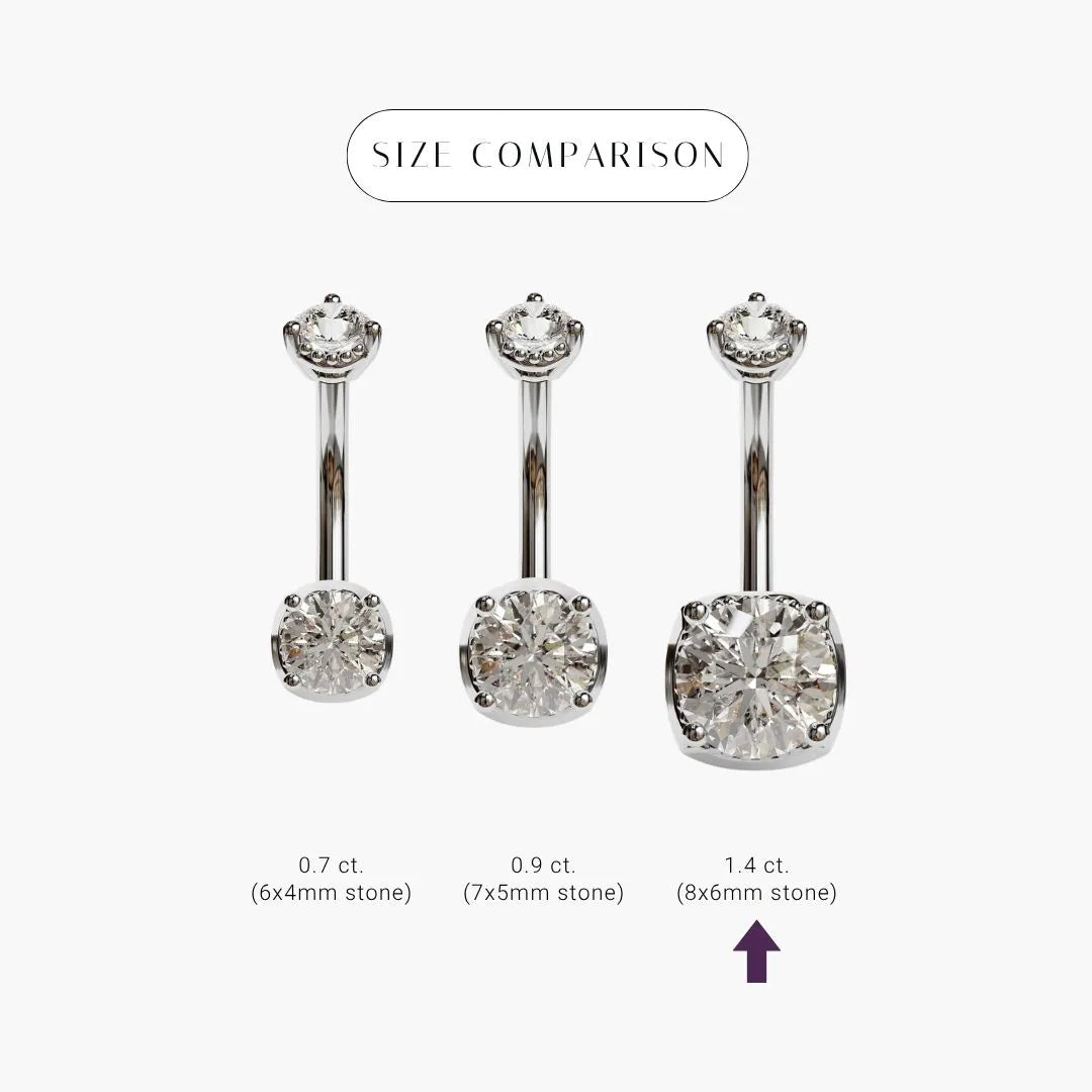 La Femme Orb 1.5 ct. Diamond Belly Ring White Gold
