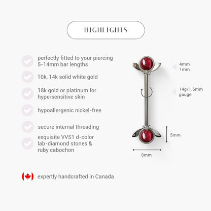 Rouge Bloom Nipple Barbell White Gold