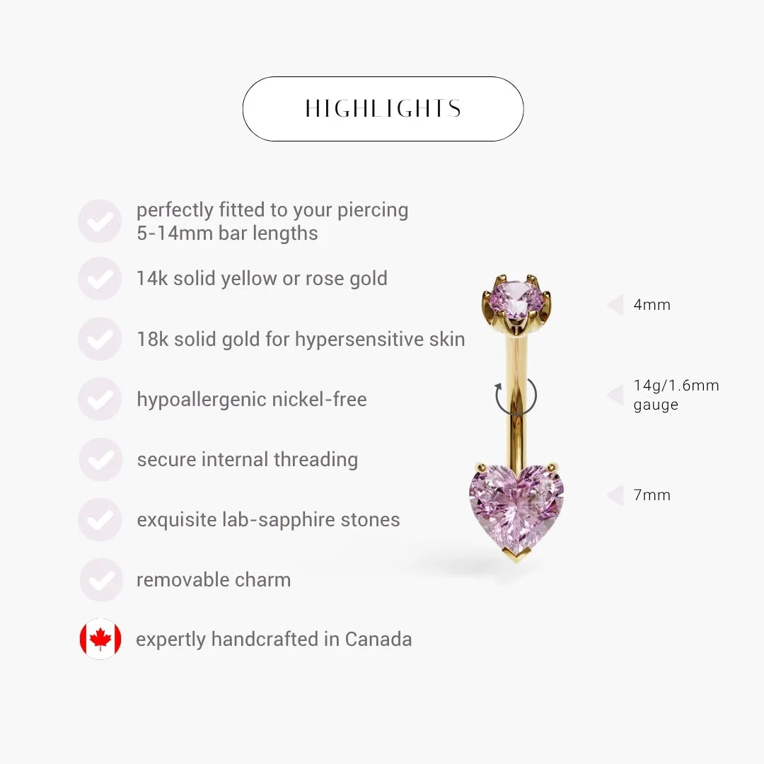 Cosmopolitan 1.5 ct. Heart Sapphire Belly Ring