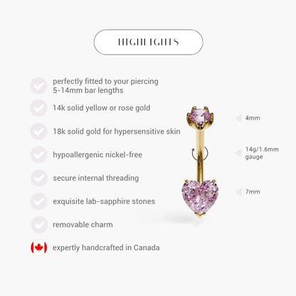 Cosmopolitan 1.5 ct. Heart Sapphire Belly Ring