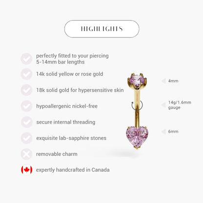 Cosmopolitan 1.0 ct. Heart Sapphire Belly Ring