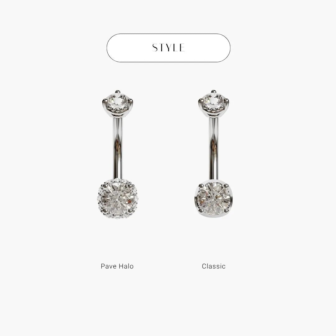 La Femme Orb Pave 0.8 ct. Diamond Belly Ring White Gold