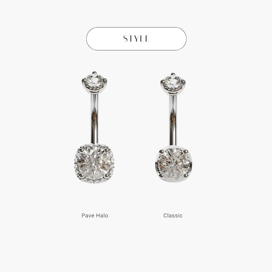 La Femme Orb Pavé 1.1 ct. Diamond Belly Ring White Gold