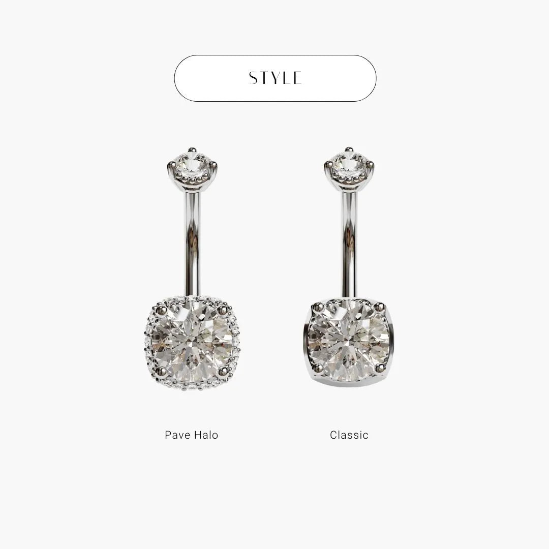 La Femme Orb Pavé 1.5 ct. Diamond Belly Ring White Gold