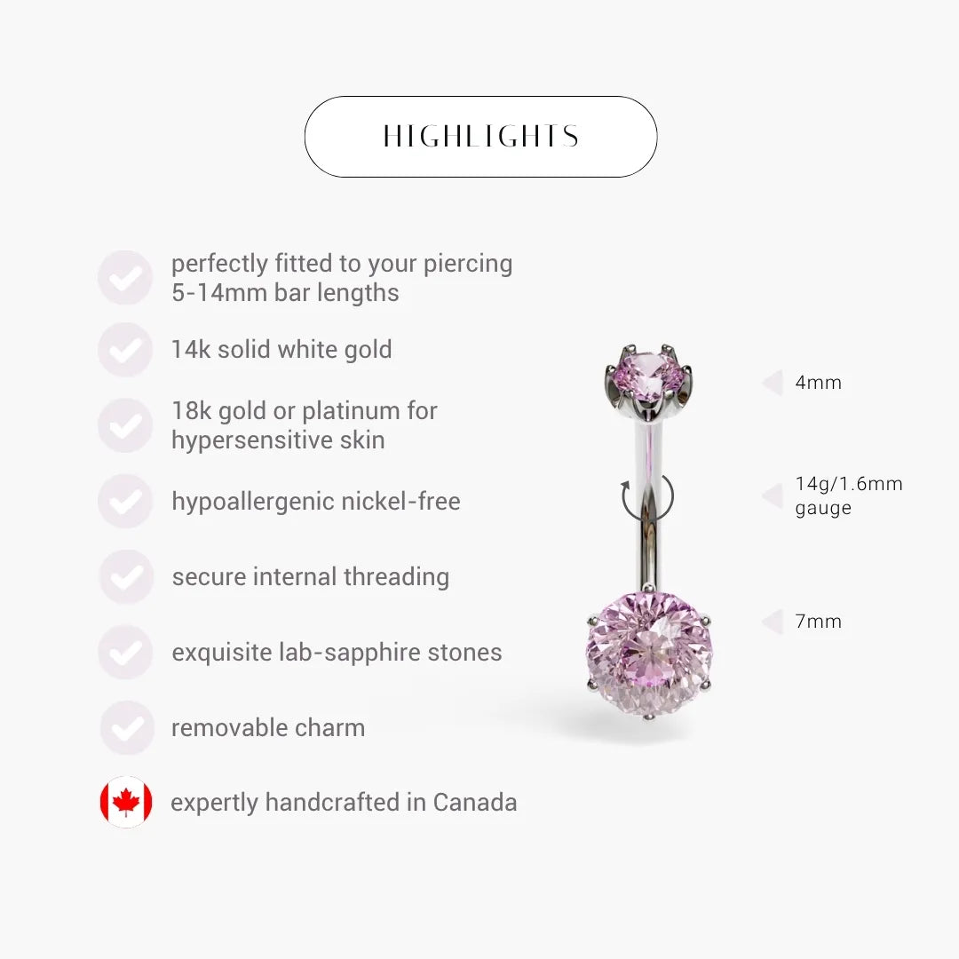 Cosmopolitan 1.5 ct. Sapphire Belly Ring White Gold