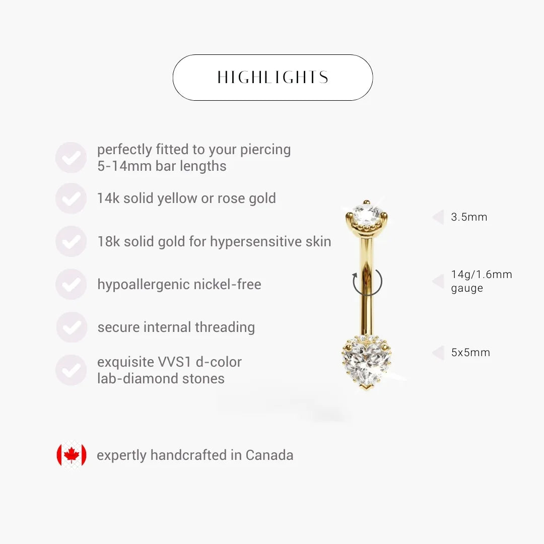 La Femme Heart Pavé 0.5 ct. Diamond Belly Ring