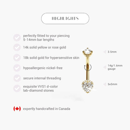 La Femme Heart Pavé 0.5 ct. Diamond Belly Ring