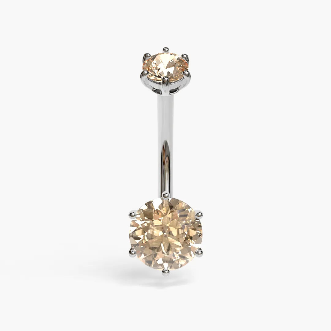 Champagne 1.5 ct. Moissanite Belly Ring White Gold