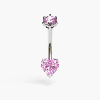 Cosmopolitan 1.0 ct. Heart Moissanite Belly Ring White Gold