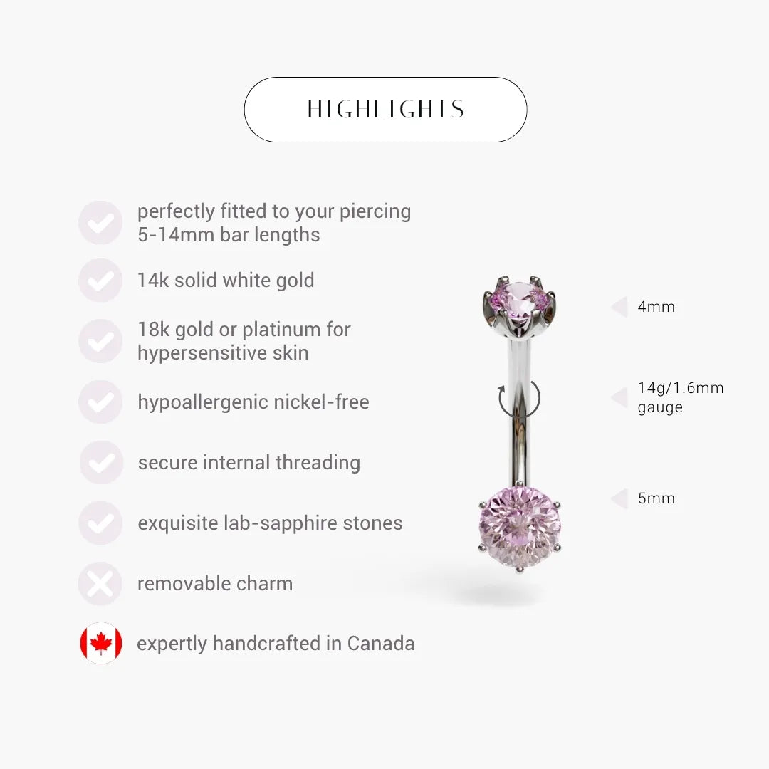 Cosmopolitan 0.8 ct. Sapphire Belly Ring White Gold