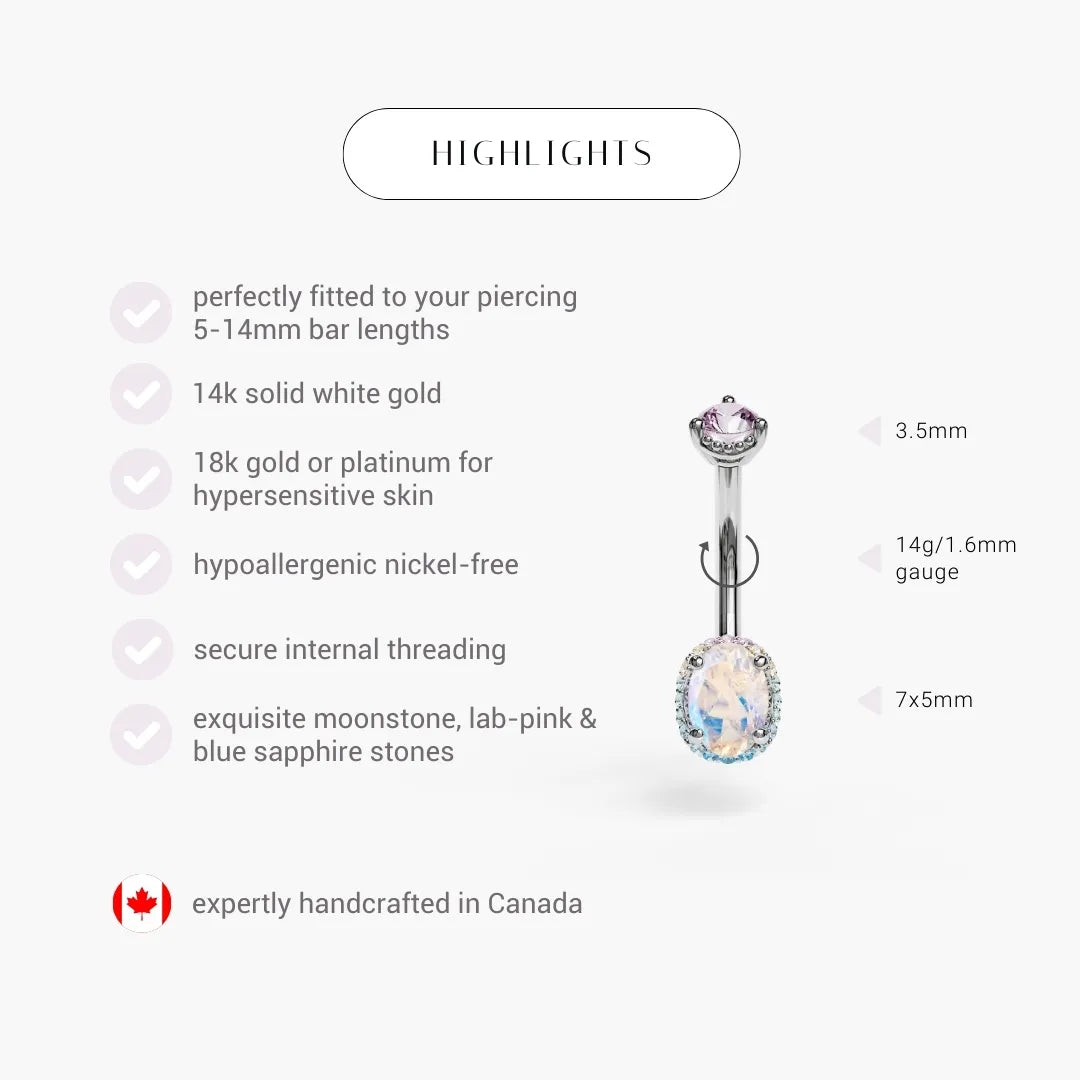 La Femme Moon Halo Pavé 0.9 ct. Belly Ring White Gold